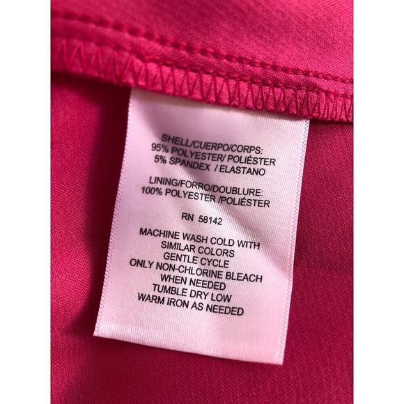 London Times Fit & Flare Dress Surplice 3/4 Sleeve Knee Length V Neck Pink 4 - Picture 7 of 9